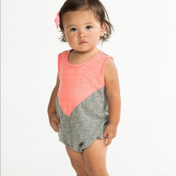 !! NWT Joah Love Coral and Gray Bodysuit Romper - Picture 2 of 3